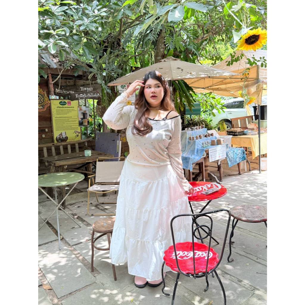 CiCi Plus+ (9051) กระโปรงยาว มีซับใน ชายบาน เข้ารูปเก็บสัดส่วน สไตล์สาวพลัสไซส์ รูปที่ 2
