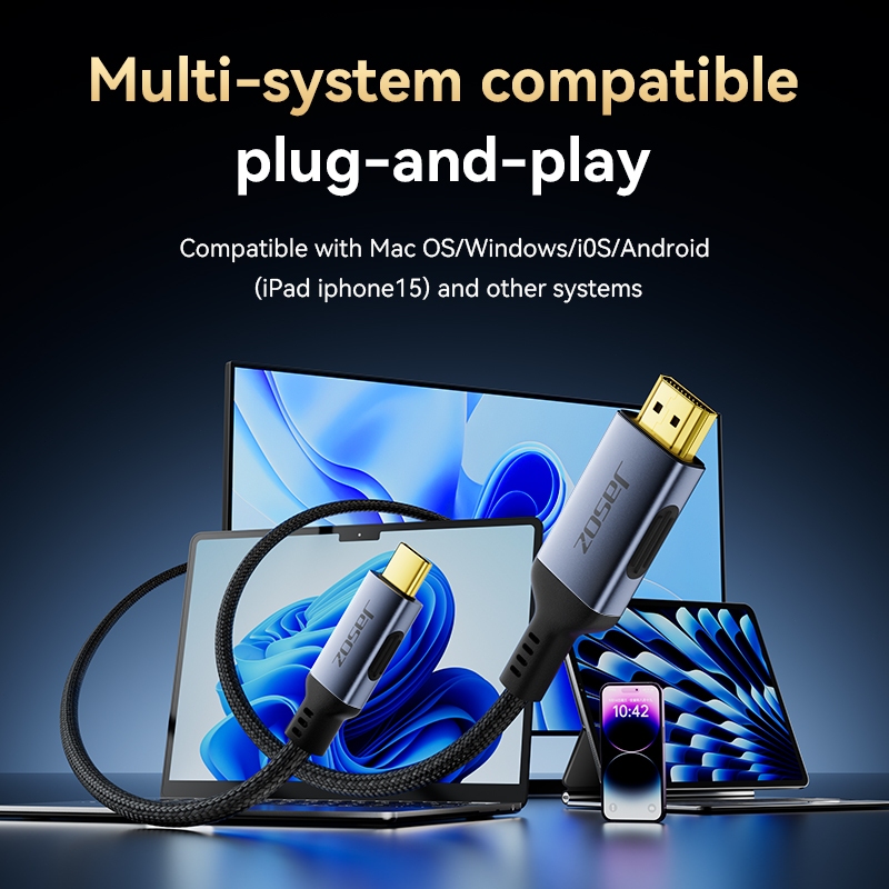 ⚡ส่งจาก กทม⚡Jasoz สายเคเบิลเชื่อมต่อ Type C ไป HDMI 2.0 Uhd 4k 60 Hz สําหรับ สำหรับโทรศัพท์มือถือ แล็ปท็อป โทรศัพท์ต่อ ท