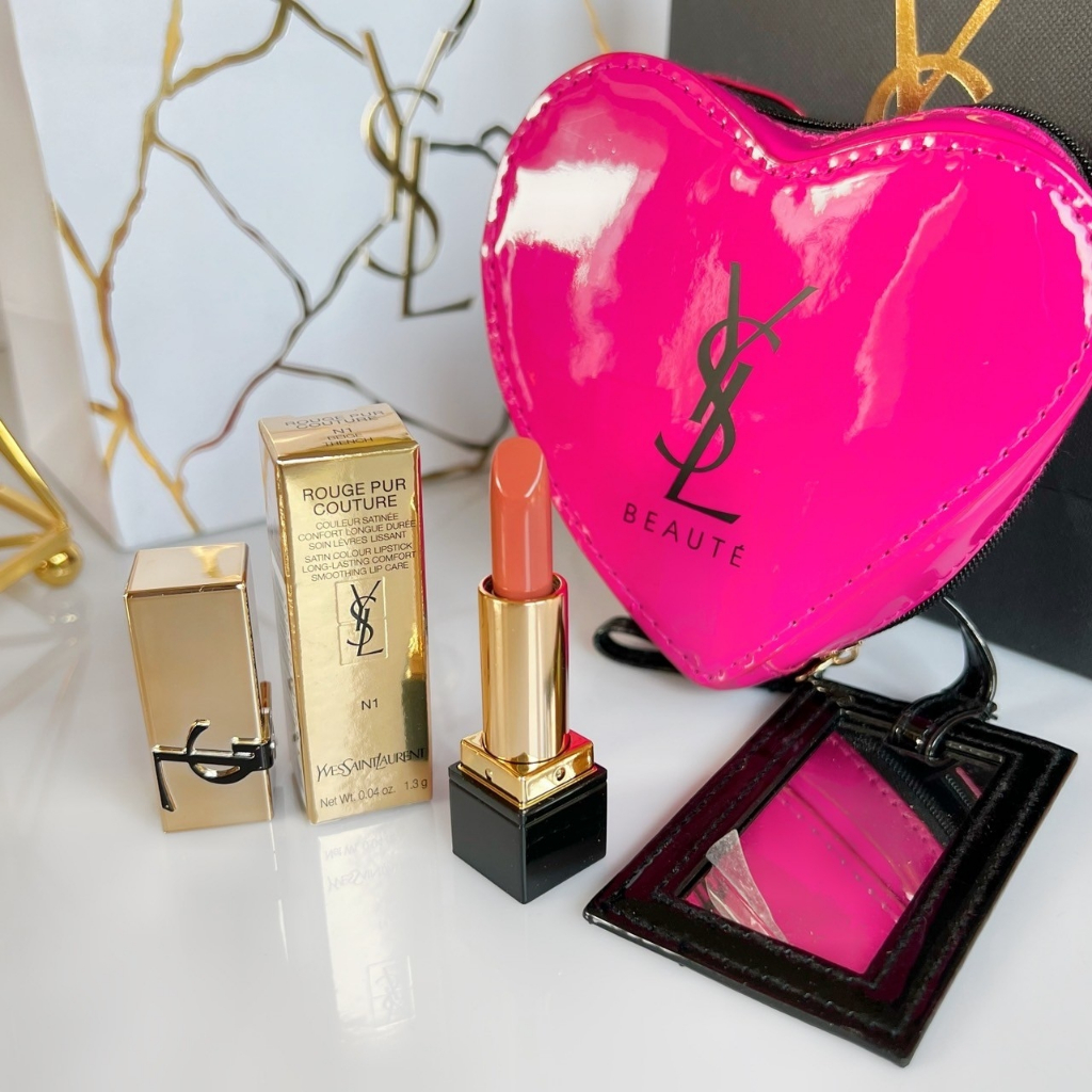YSL Lipstick & Beaute Heart Bag setลิปพร้อมกระเป๋าหัวใจมีกระจกเลือกสีลิปได้
