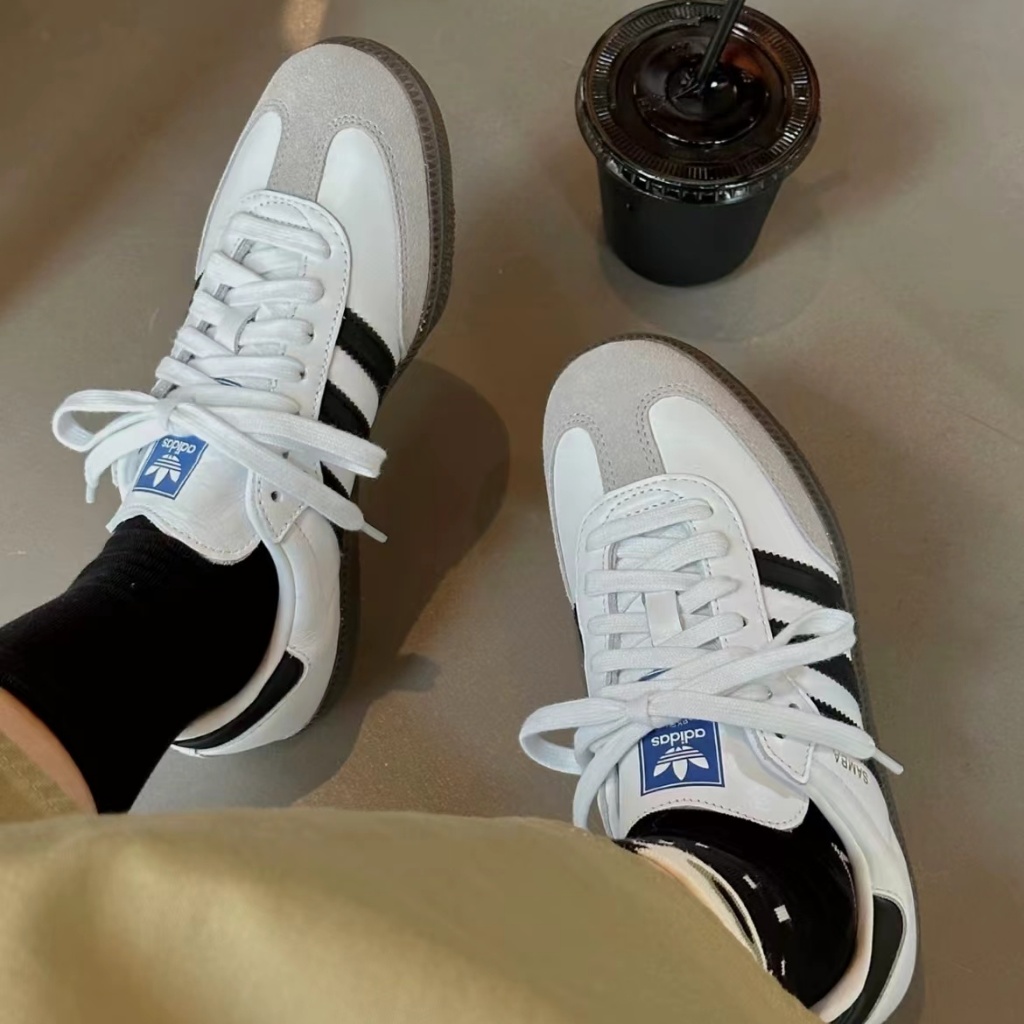 （ของแท้ 100 %）adidas originals Samba OG B75806 white/สีขาวดำ