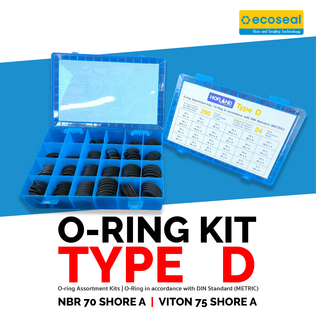 โอริง โอริงชุด โอริงกล่อง ชุดโอริงกล่อง Type D วัสดุ ยาง NBR/FKM ไวตัน มาตรฐาน DIN (ไซส์มิลลิเมตร)