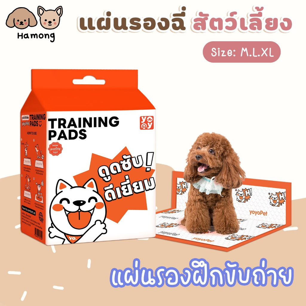 hamong แผ่นรองฉี่ <ไม่มีแผ่นกาว> Pet Pad แผ่นรองฉี่สัตว์เลี้ยง ที่ซับฉี่ สุนัข แมว แผ่นรองฝึกขับถ่าย ซึมซ