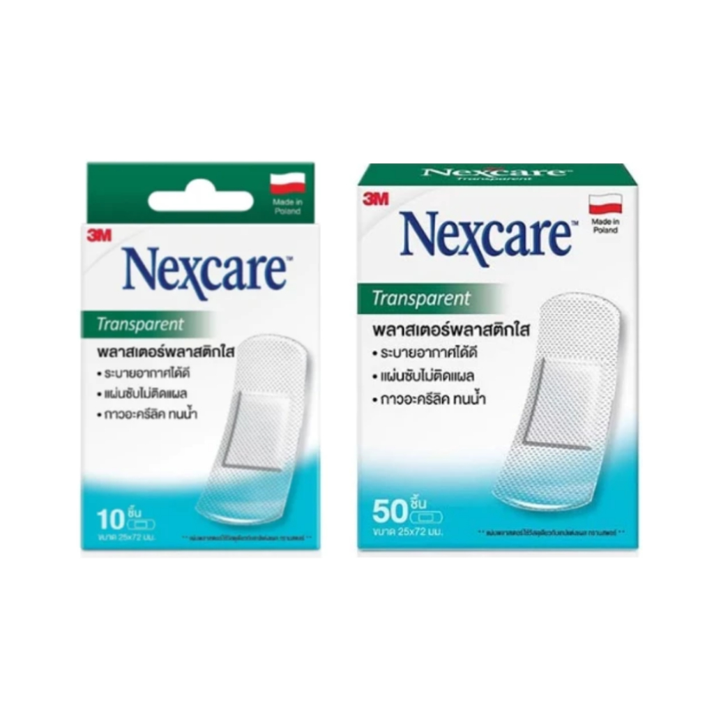 3M Nexcare Transparent พลาสเตอร์ปิดแผล ชนิดพลาสติกใส ขนาด 25x72มม. [1 กล่อง]