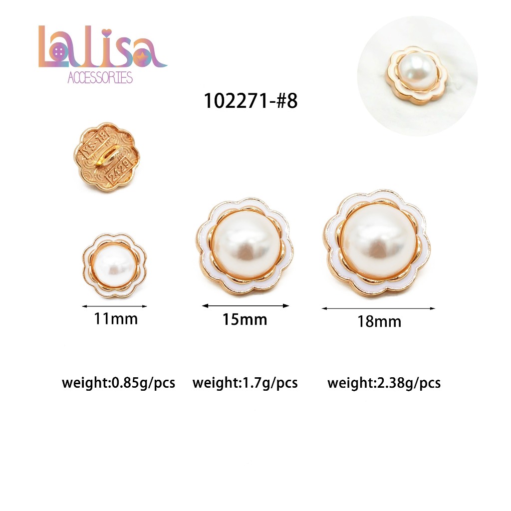 กระดุมไข่มุกแฟชั่น ตกแต่งเสื้อผ้า Pearl button (B-1-G2,102271)