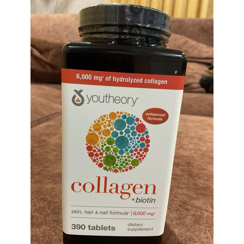 ( EXP : 05/2026) Youtheory collagen+biotin 6,000 mg สูตรบำรุงผิว ผมและเล็บ จำนวน 390 เม็ด