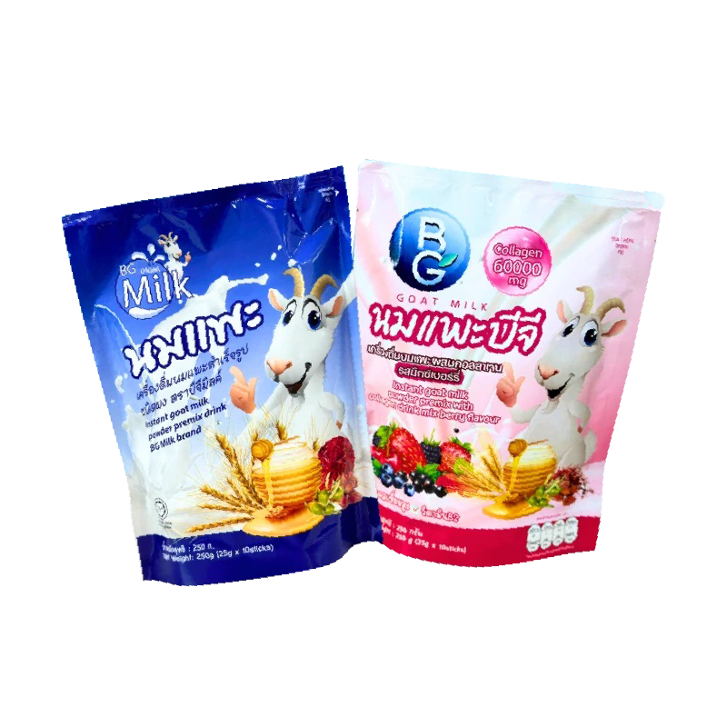 นมแพะแท้ 100% นมแพะบีจีมิลค์ BGMilk แบบซอง ขนาด 250กรัม