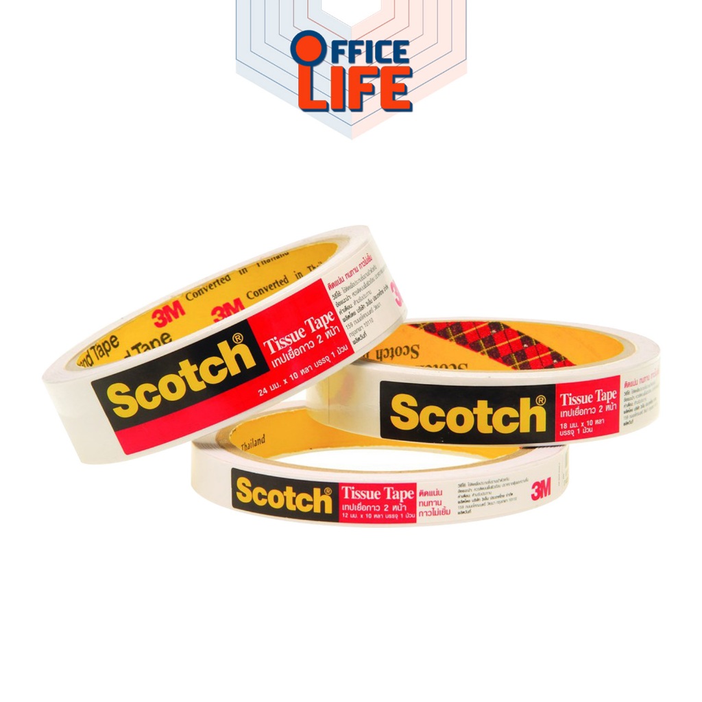 Scotch (สก๊อต) 3M เทปเยื่อ เทปกาว กาวสองหน้า รุ่น 777 แกน 3 นิ้ว ยาว 10 หลา ( 1 ม้วน )