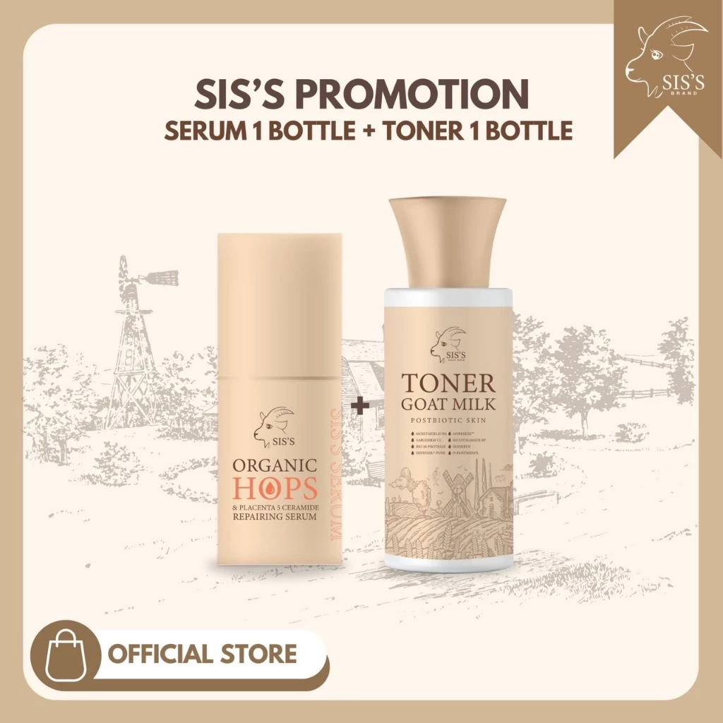 ชุดเซรั่มรกแกะ 1 ขวด และโทนเนอร์นมแพะ 1 ขวด Sis s