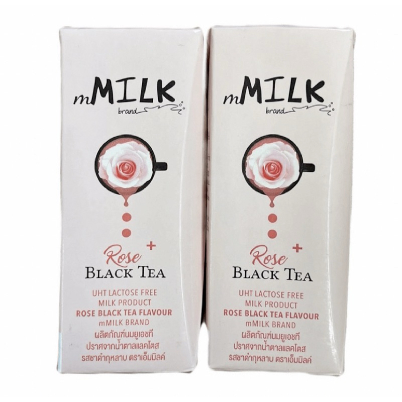 (แพ็ค 2 กล่อง) Mmilk Green UHT Milk Lactose Free Rose Black Tea 180 ml