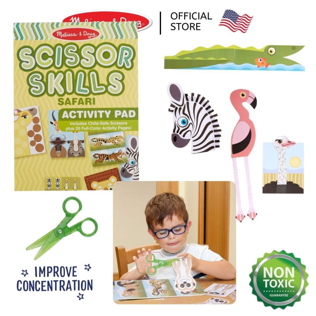 (ของแท้ USA) ชุดฝึกตัด กรรไกรฝึกตัด ปลอดภัย Scissors Skills Activity Safari Melissa & Doug 32006
