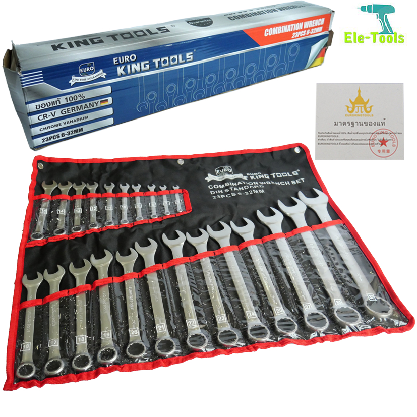 Euro King Tools ประแจปากตายแหวนข้าง ขนาด 6-32mm. 23 ชิ้น/ชุด เกรดเหล็ก CRV อุปกรณ์ครบตามรูปภาพ ของแท้ 100%