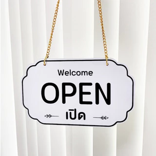 ป้ายแขวนหน้าร้าน เปิด-ปิด และ OPEN - CLOSED หน้า-หลัง วัสดุเป็นแผ่นพลาสวูด