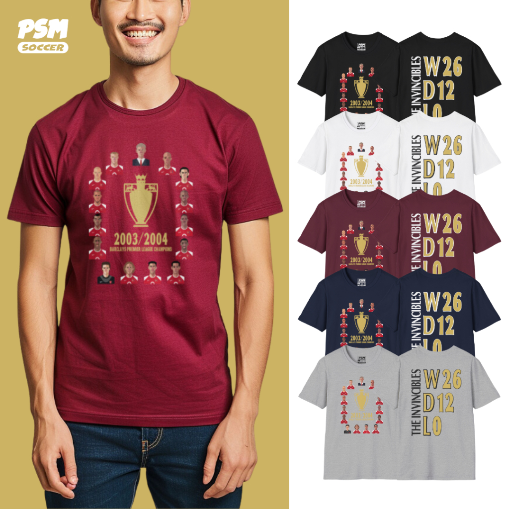 PSM เสื้อยืดลายนักฟุตบอล อาร์เซน่อล ยุคแชมป์ไร้พ่าย 2003/04 The Invincibles