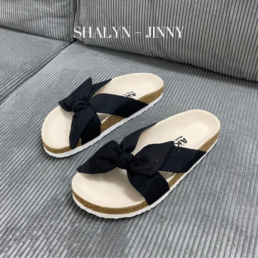 (มีไซส์ใหญ่) รองเท้าแตะ รุ่น JINNY ผูกโบว์ มี 2 พื้น ลุยน้ำได้ เบา สบาย #shalyn