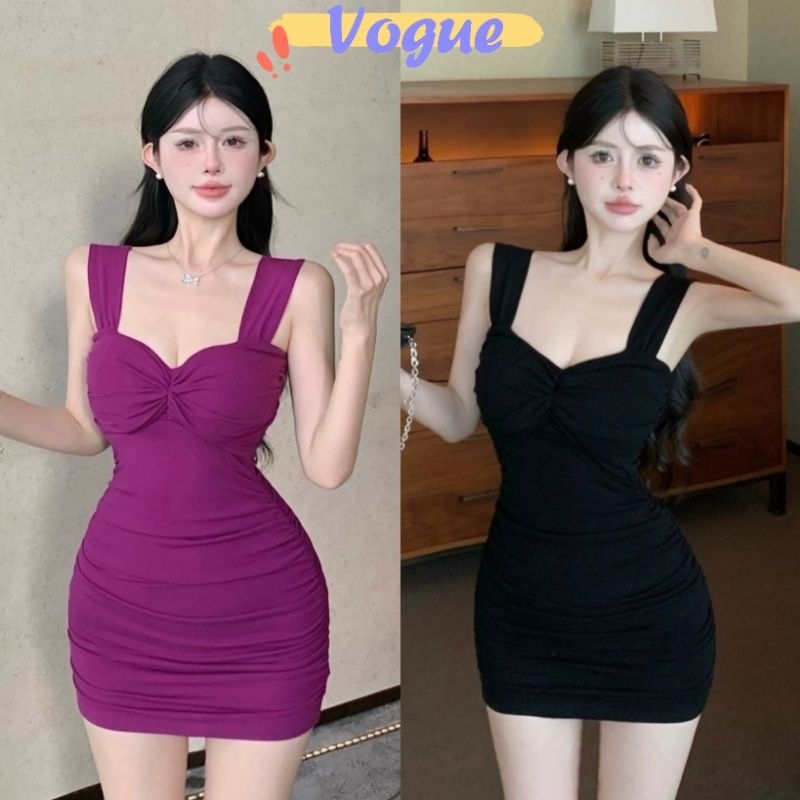 Vogue พร้อมส่ง กระโปรงเสื้อกล้ามเซ็กซี่ ชุดคลุมสะโพก ชุดเดรสแขนกุด เซ็กซี่สุด ๆ (Q651)