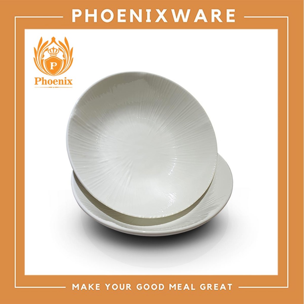 ชามปากบาน ลานเส้นนูน 7.4 นิ้ว เมลามีน สีขาว Phoenix A165674