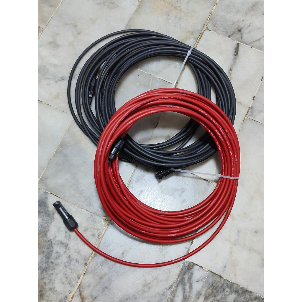 สายโซล่าเซลล์  ZTT 6mm2 DC PV cable สีแดงยาว 5 เมตร และ สีดำยาว 5 เมตร ยาวรวม 10 เมตร พร้อมหัว MC4 4