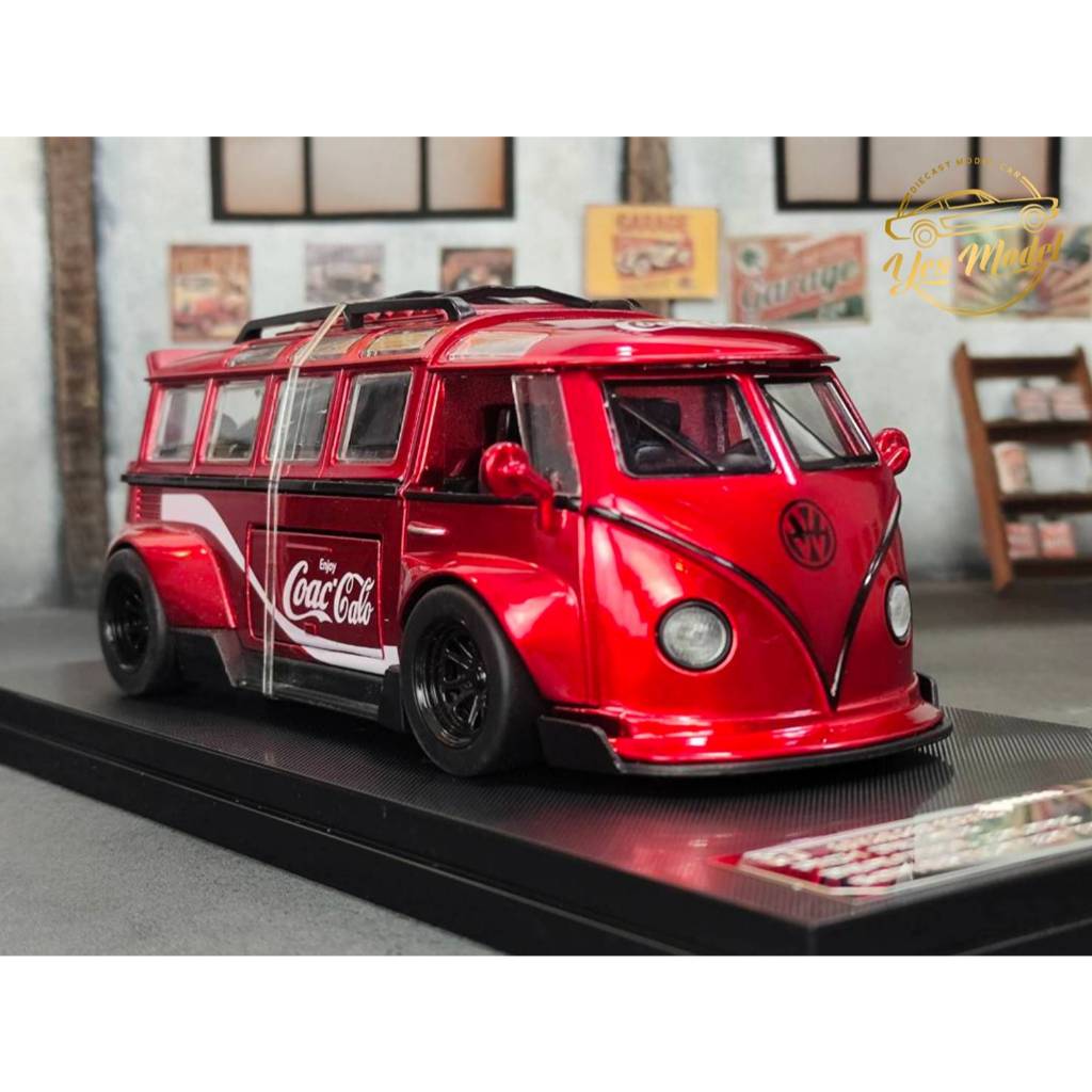 โมเดลรถเหล็กโฟล์คตู้โค้ก โฟล์ค รถโค้ก Vw Volkswagen T1 Coca Cola  Scale 1:32 งานมีกล่อง