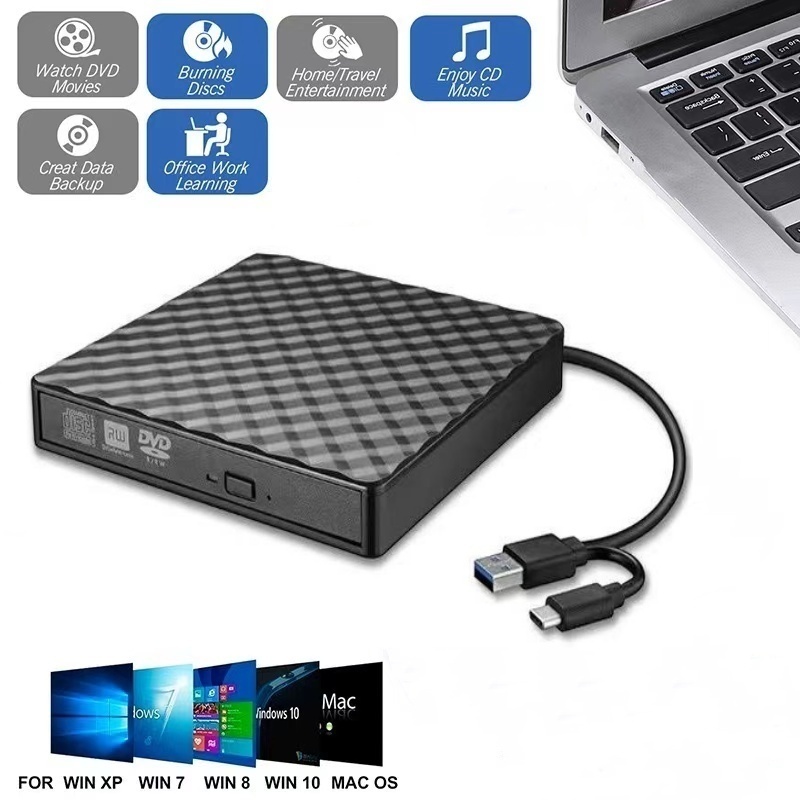เครื่องอ่านแผ่นซีดี DVD Writer External ไม่ต้องลงไดรเวอร์ก็ใช้งานได้เลย CD/DVD-RW
