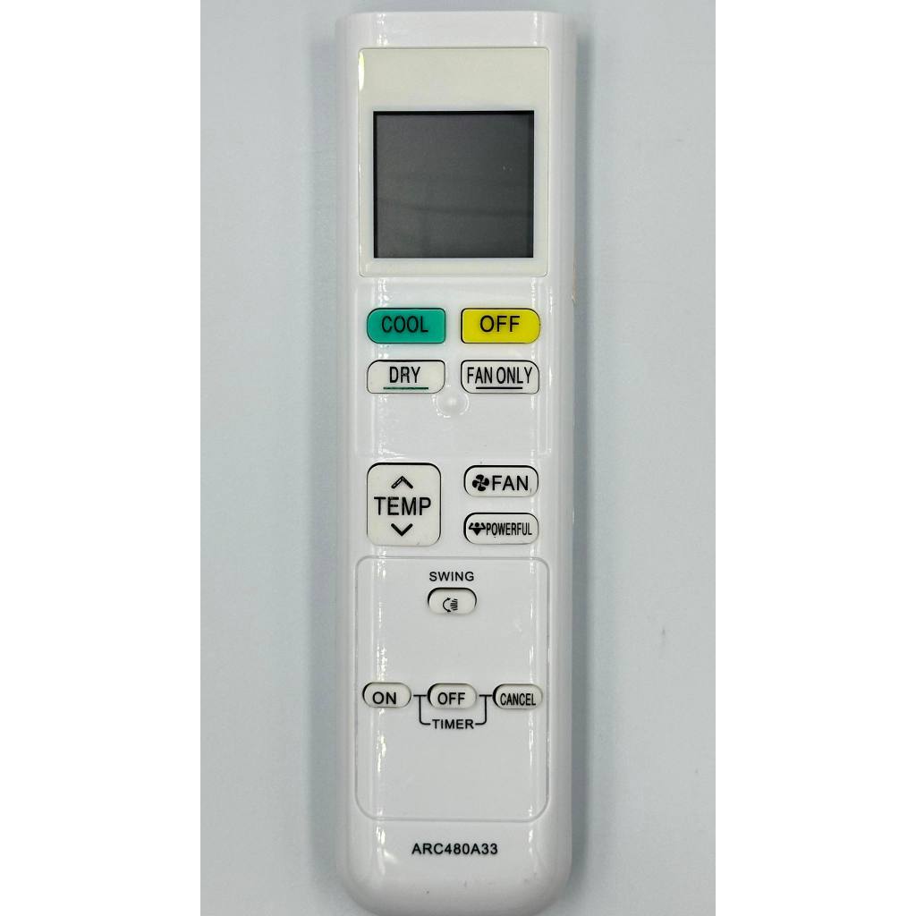 รีโมทแอร์ที่ใช้ได้กับ  Daikin รุ่น ARC480A33  ใช้ได้กับรุ่นที่มีปุ่มคำสั่งเหมือนกัน