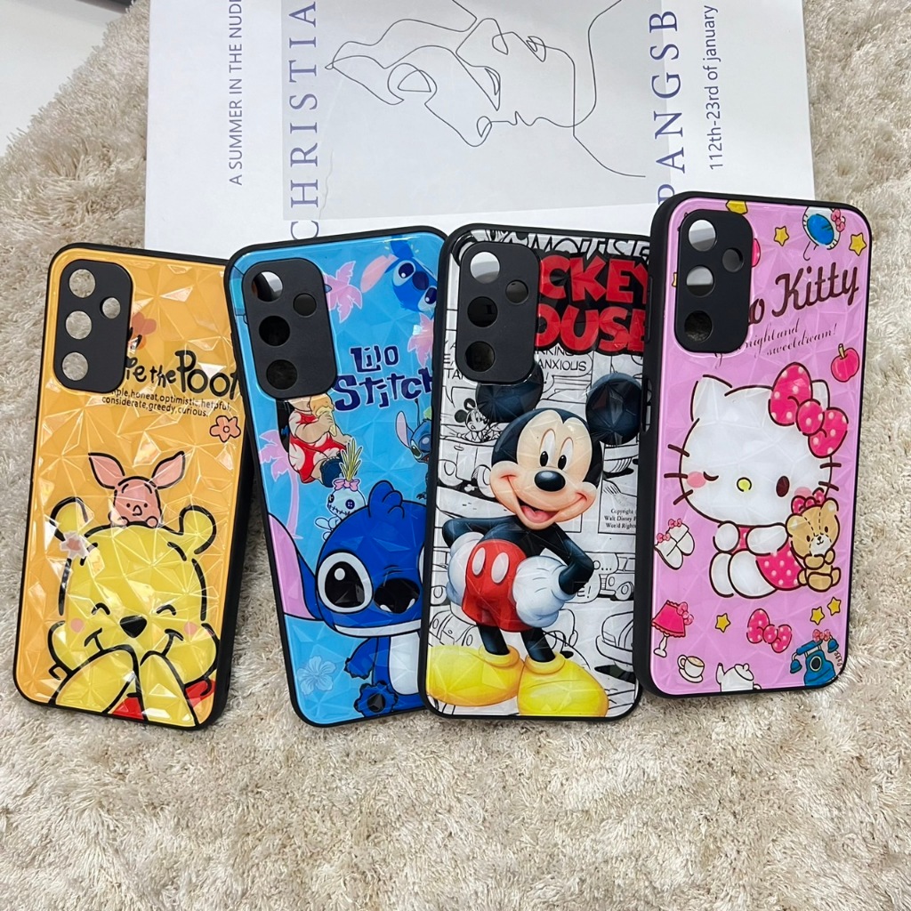 เคสโทรศัพท์ สำหรับ Samsung A22(5G) A20S A20 A30 A12 A14 A15 A34 A54 เคสกันกระแทกลายการ์ตูน กระจก 3D ขอบนิ่มหลังแข็ง #TD