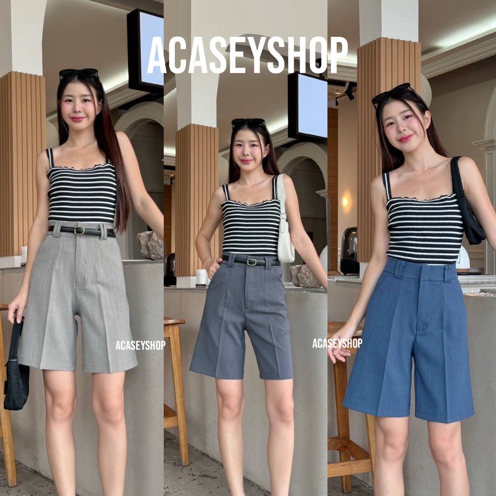 Acasey กางเกงขาสั้นผู้หญิง ขา3ส่วน ผ้าCandy มาแรงสุดๆจ้า 3ส่วนCandy ไซส์ S – 3XL