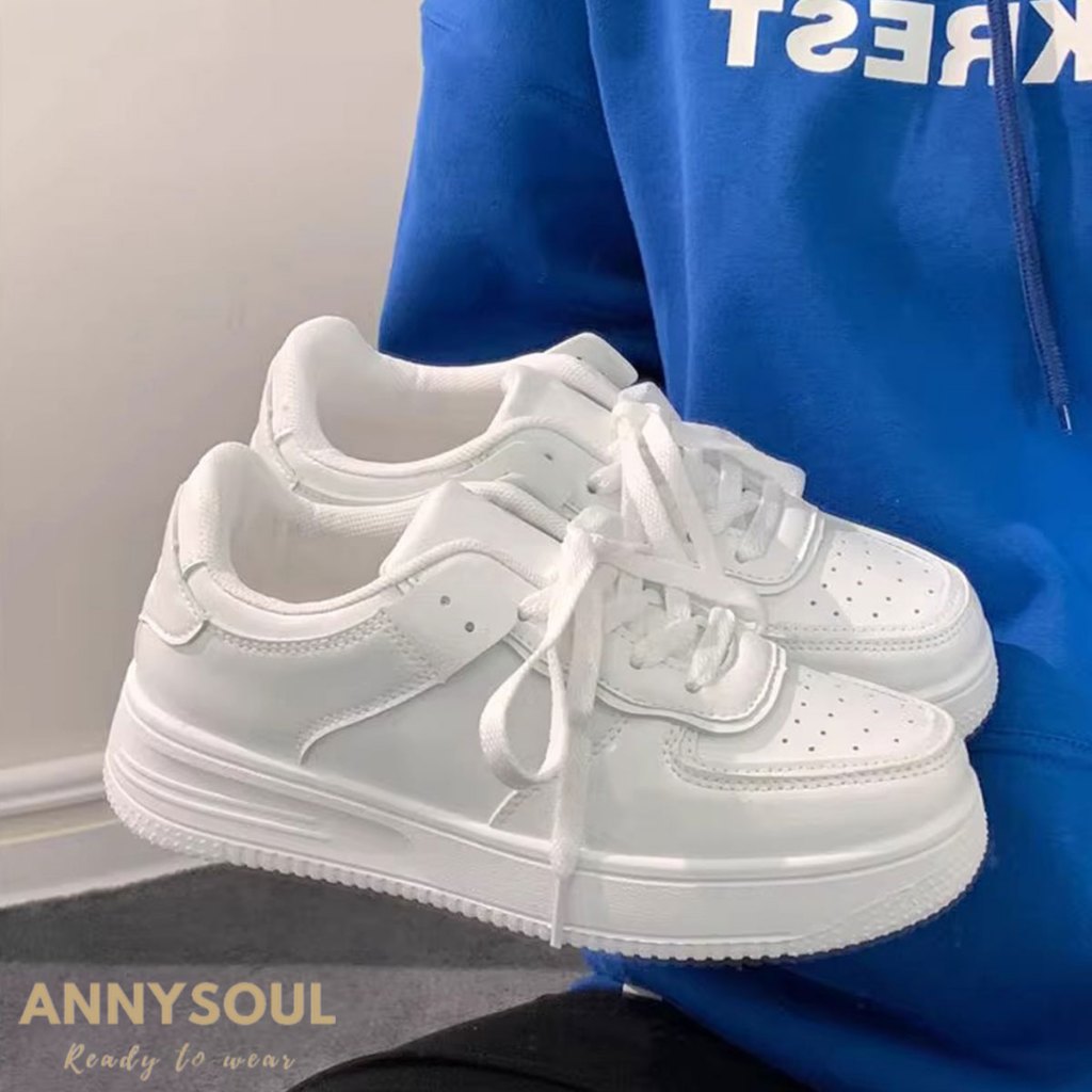 รองเท้าผู้หญิงพื้นหนา สีขาว แฟชั่นใหม่