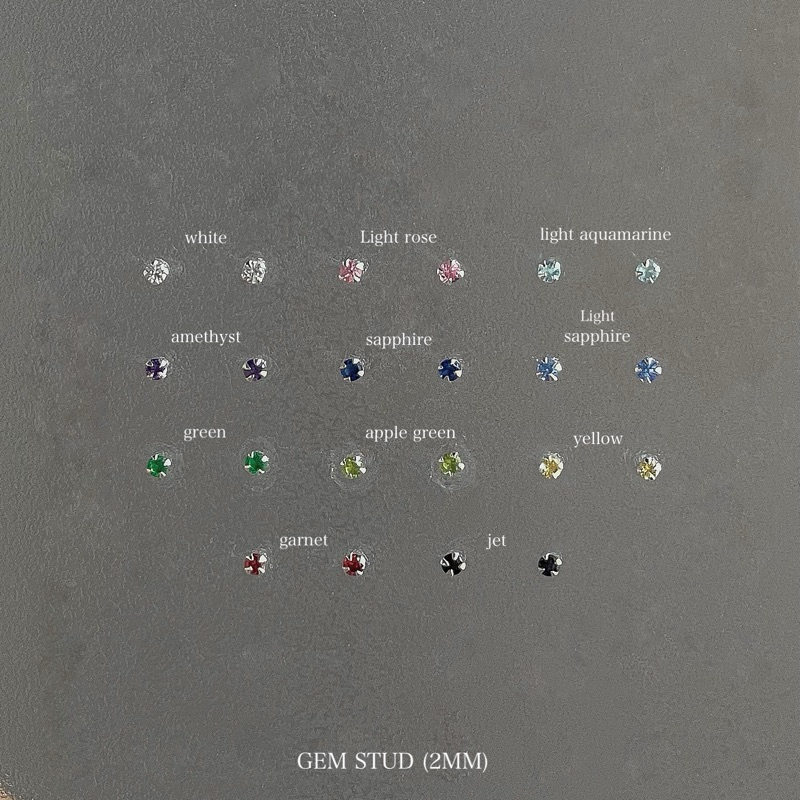 SissyJewelry // ต่างหูเงินแท้ พลอยกลม 2mm Gem 2mm stud