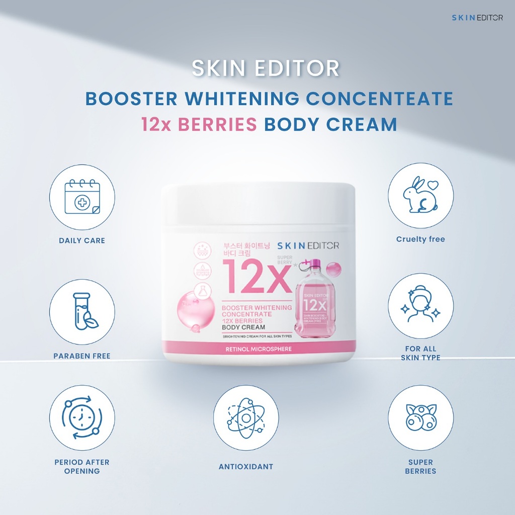(ของแท้+มีส่งด่วน) สกินเอดิเตอร์ บอดี้ครีมเรตินอล Skin Editor Booster Whitening Concentrate 12x Berries Body Cream รูปที่ 2