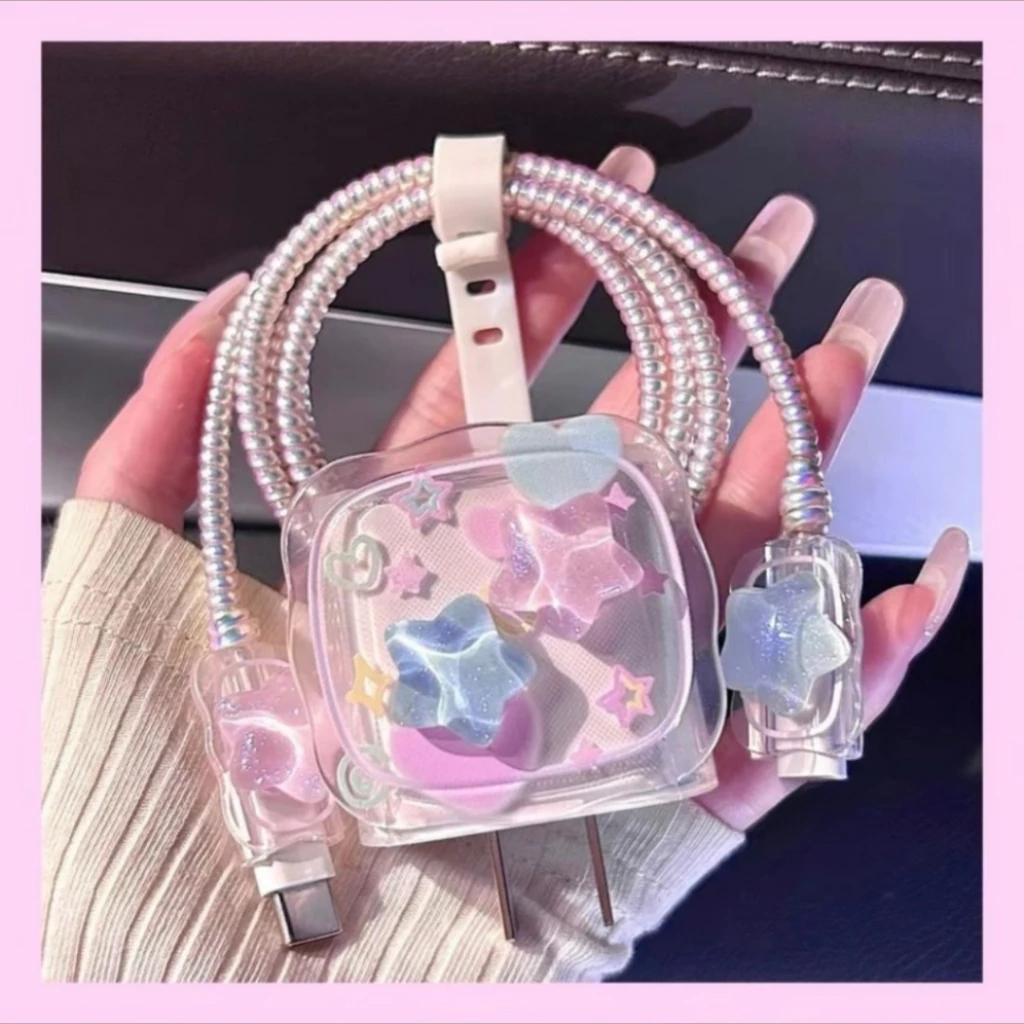 🚚พร้อมส่ง🚚 18W/20W ( 1เซ็ท5ชิ้น )ชุดแต่งสายชาร์จลายการ์ตูน เคสหัวชาร์จ ชุดถนอมสายชาร์จการ์ตูนน่ารักๆ thumbnail 9