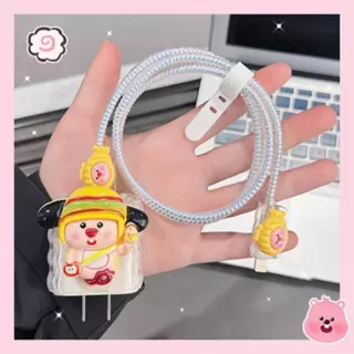 ⚡มาใหม่⚡เคสสายชาร์จ(1เซตมี5ชิ้น )เคสซิลิโคนอ่อนนุ่มลายการ์ตูนน่ารักสําหรับชาร์จPower Adapter 18W/20W
