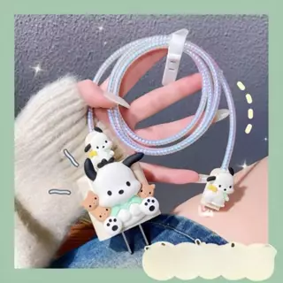 ⚡มาใหม่⚡เคสสายชาร์จ(1เซตมี5ชิ้น )เคสซิลิโคนอ่อนนุ่มลายการ์ตูนน่ารักสําหรับชาร์จPower Adapter 18W/20W