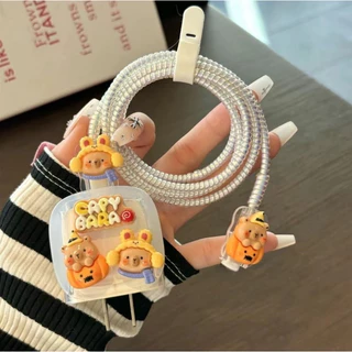 ⚡มาใหม่⚡เคสสายชาร์จ(1เซตมี5ชิ้น )เคสซิลิโคนอ่อนนุ่มลายการ์ตูนน่ารักสําหรับชาร์จPower Adapter 18W/20W