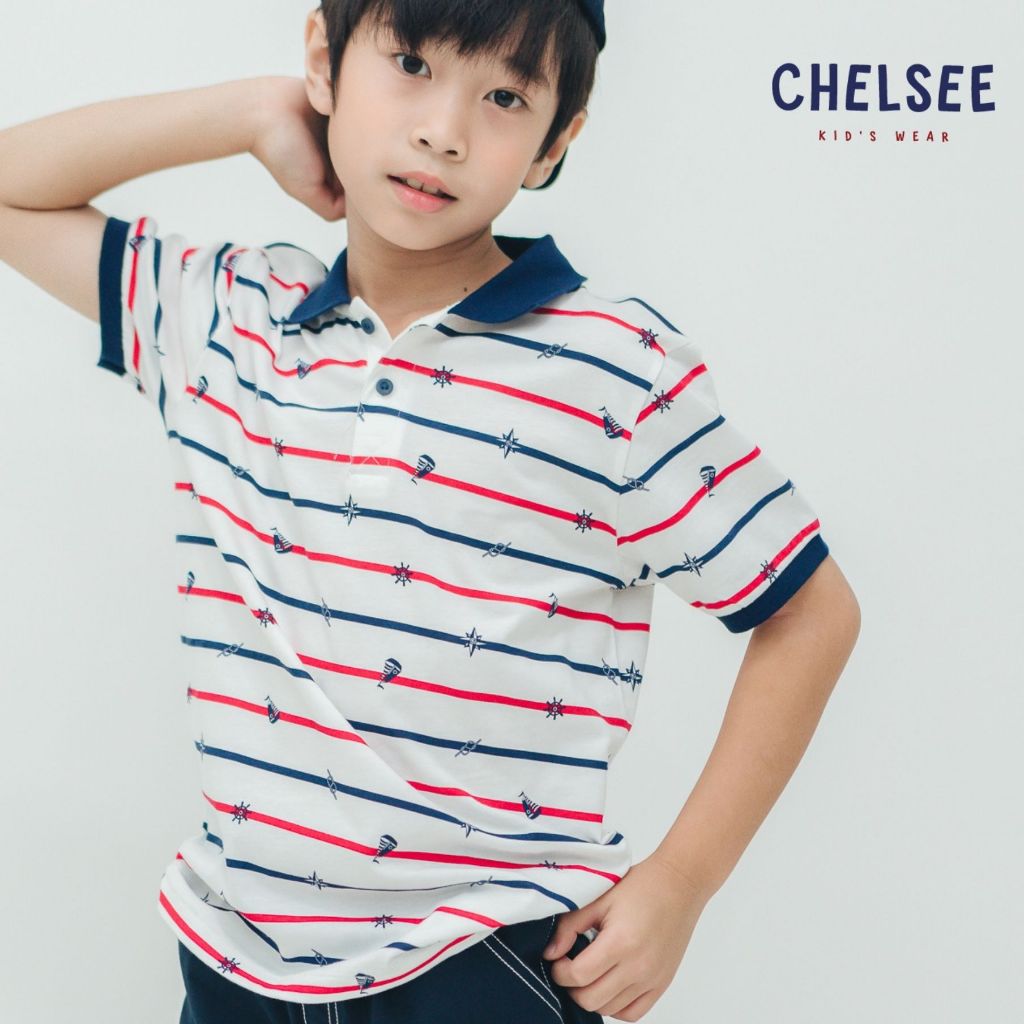 Chelsee เสื้อโปโล เด็กผู้ชาย แขนสั้น รุ่น 128066 พิมพ์ลาย อายุ 1.5-10 ปี ผ้า 100%Cotton เสื้อผ้าเด็กโต