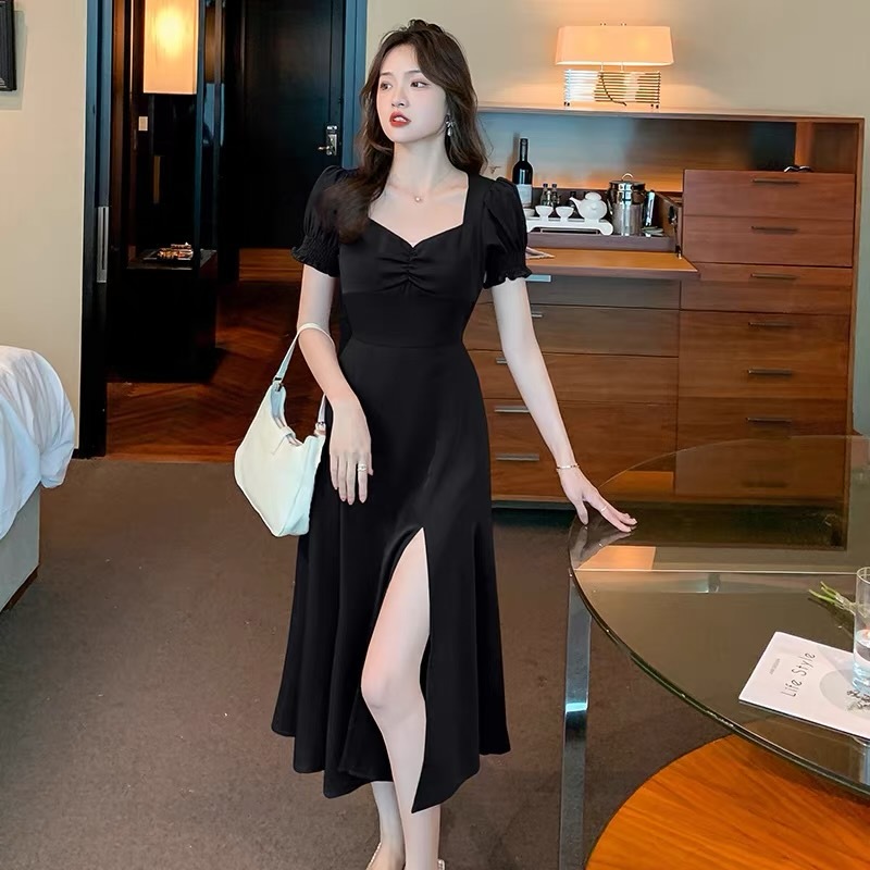 พัทยา เดลิเวอรี่ เดรสสีดํา เดรสดํายาว เดรสคอวี ชุดราตรี ชุดเกาหลี ชุดราตรีชุดเดรสยาว ชุดวินเทจ เดรสไซส์ใหญ่ – โปรปัง