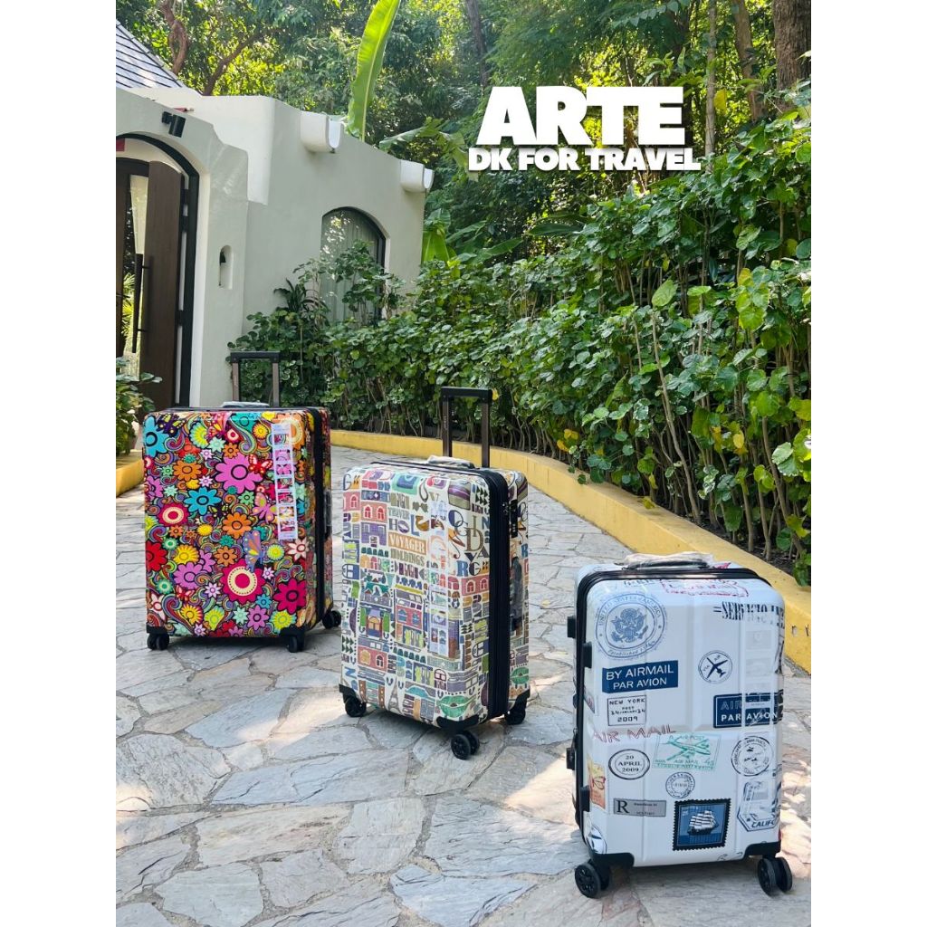 🇹🇭ไทย🇹🇭 ⭐️ลายสวยไม่ซ้ำใคร⭐️ กระเป๋าเดินทาง 4ล้อ รุ่น ARTE กุญแจล็อคแบบ TSA แท้มาตราฐานสากล เนื้อเงา PC สวย แข็งแรง