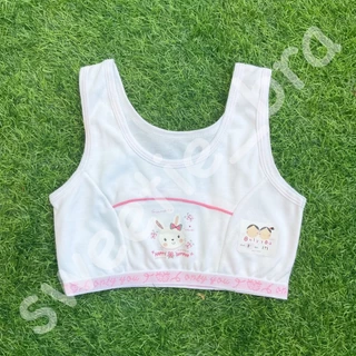 เสื้อเฟิร์สบราแบบสวม พิมพ์ลายการ์ตูน ขีดชมพูฟ้า (FREESIZE)