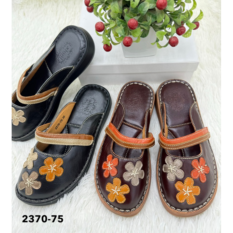 Shuji รุ่น 2370-75 ,  2370-73 รองเท้าปิดหัวเปิดส้น หนังแท้ Size 36-41