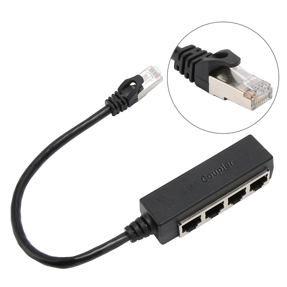 อะแดปเตอร์แยกสายเคเบิลเครือข่ายอีเธอร์เน็ต 1 เป็น 4 สาย RJ45 LAN RJ45 1 ตัวผู้ เป็น 2/ 3/ 4 ตัวเมีย