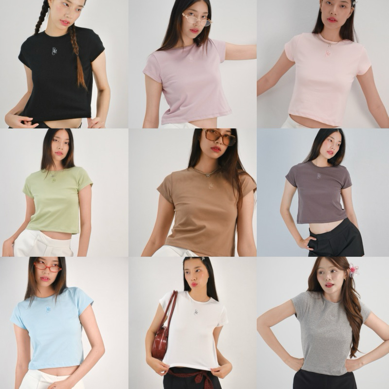 BEMYCHIC เสื้อครอปคอกลม เสื้อทรง BABY TEE เสื้อครอปผู้หญิง รุ่น maddy crop top