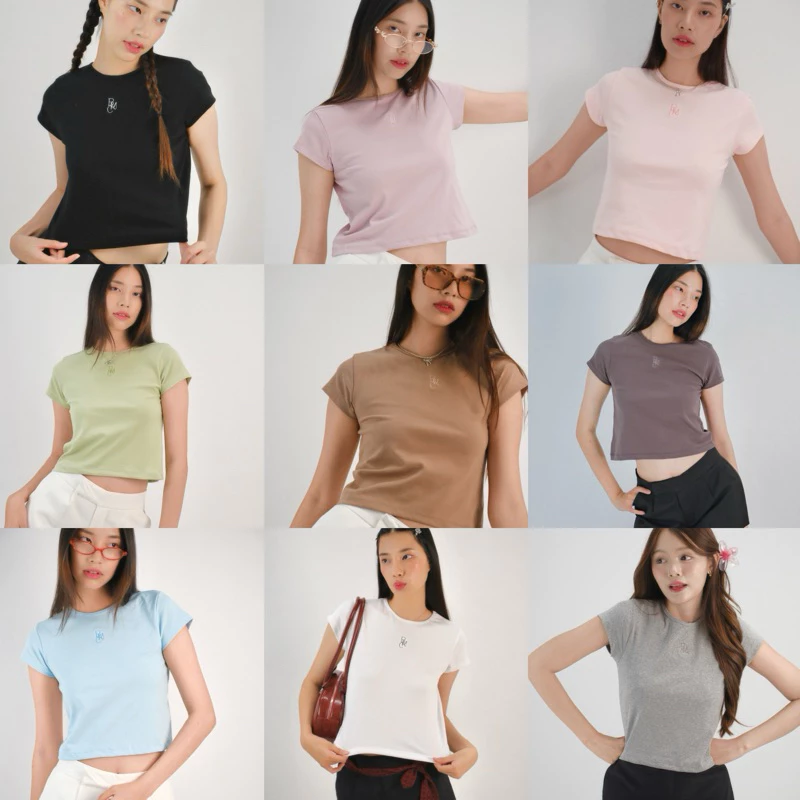 BEMYCHIC เสื้อครอปคอกลม เสื้อทรง BABY TEE เสื้อครอปผู้หญิง รุ่น maddy crop top