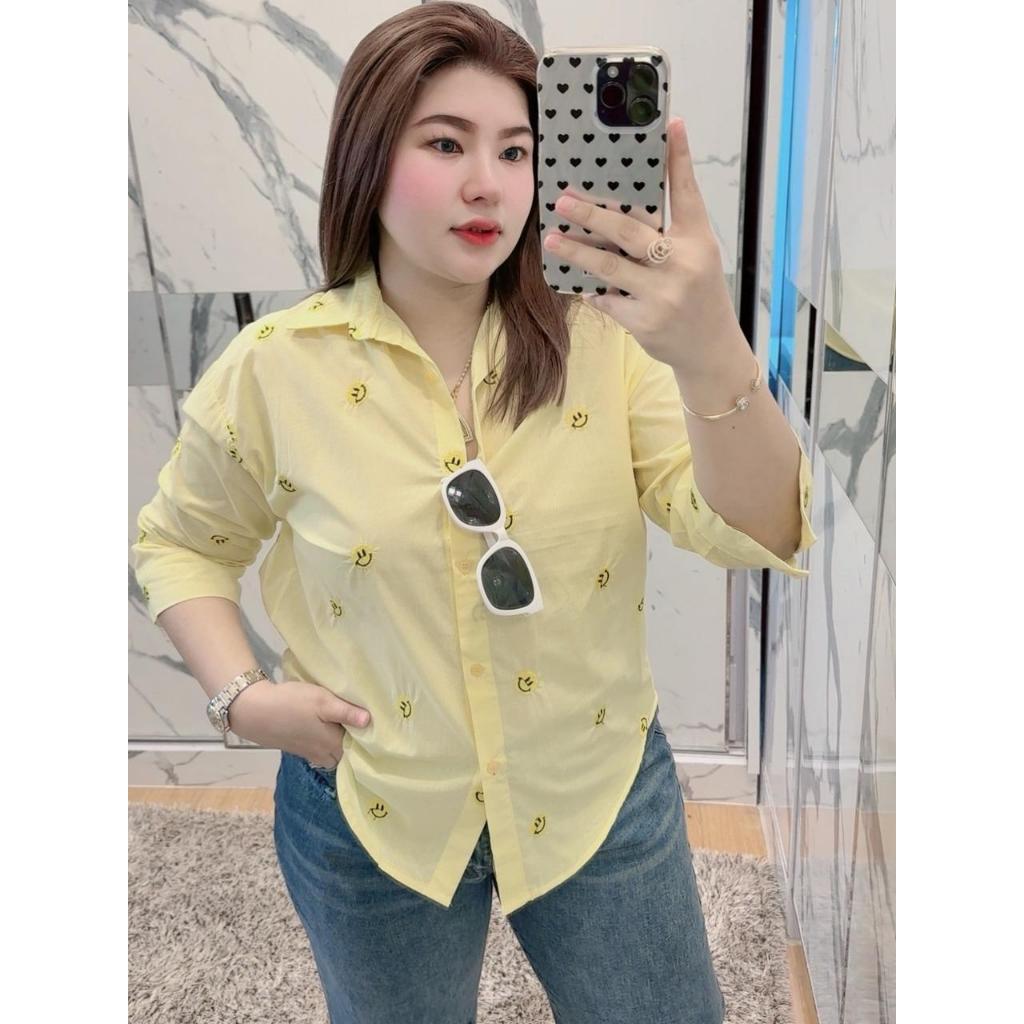 H05 เชิ้ตแขนสามส่วนปักยิ้ม อก48 - รูปที่ 5