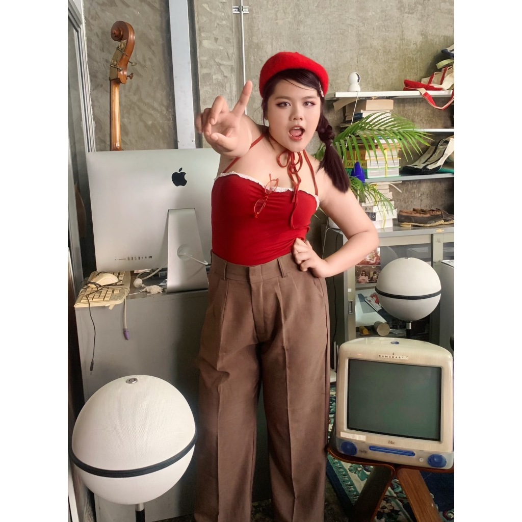 Flora pants ขายาวเอวสูง กางเกงขายาวสาวอวบ| plussizeby.yuti