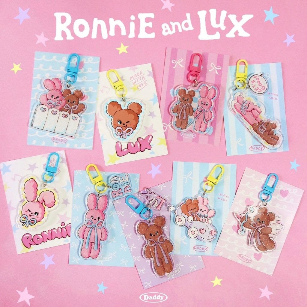 DADDY | Ronnie & Lux Keychain พวงกุญแจลายกระต่ายชมพูและน้องหมีน้ำตาล สุดน่ารัก