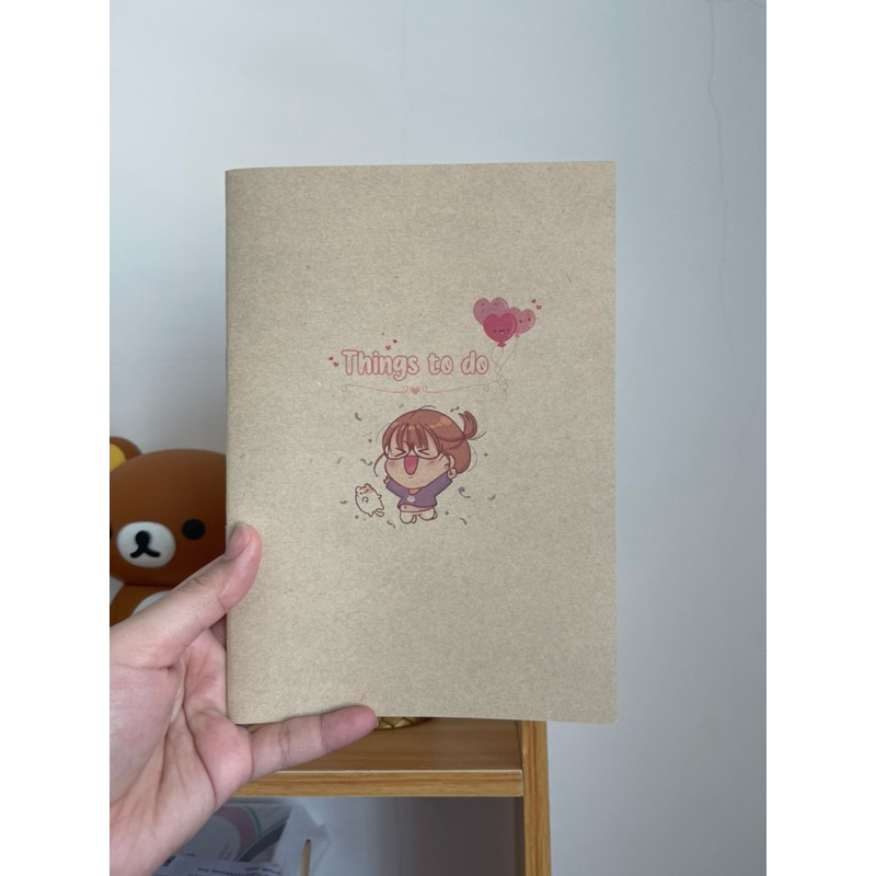 สมุดจด to do list ขนาด a5 ปกน้ำตาล ปกสีการ์ตูน มีของแถมฟรี