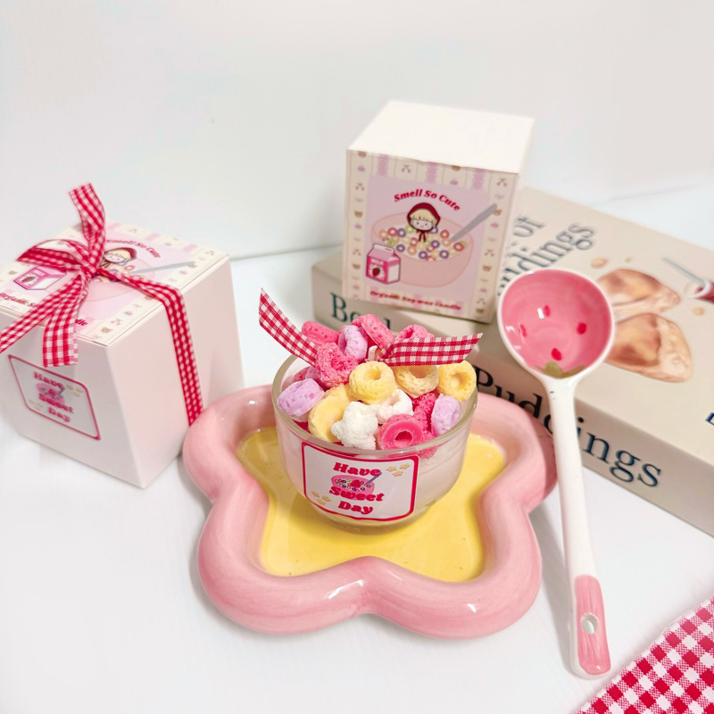 Smellsocute 18| Cereal candle🥣กลิ่นเบอร์รี่+นม แถมช้อนซีเรียล พร้อมส่ง