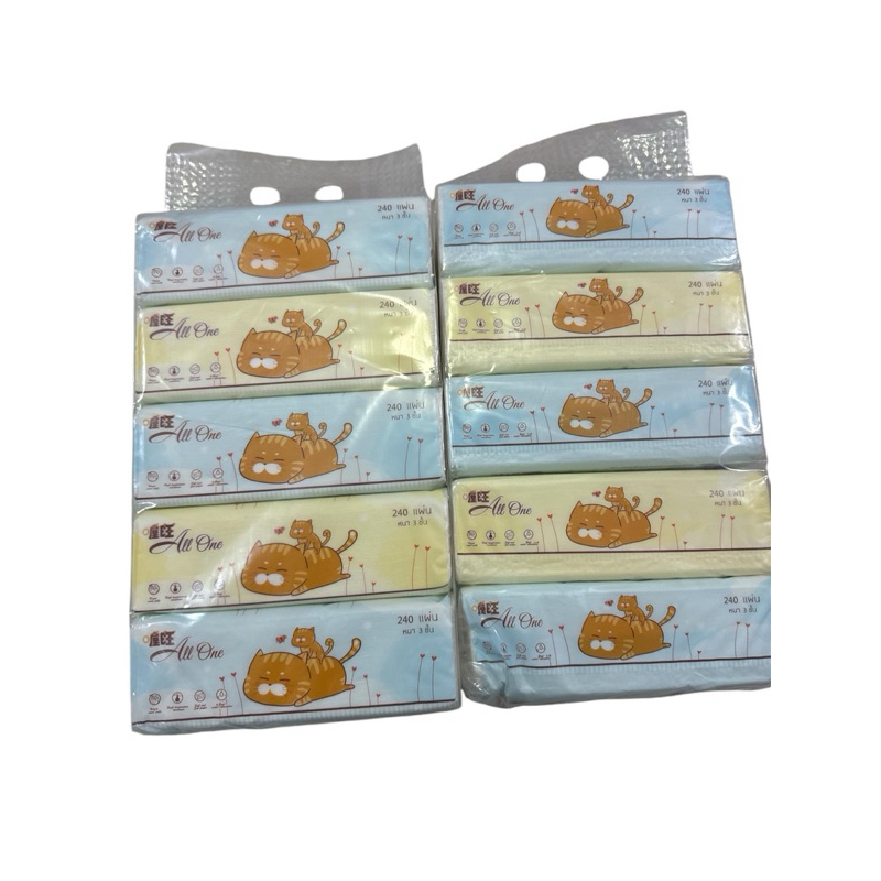 ทิชชู่แมวหนา3ชั้นจำนวน240แผ่น/แพค(ได้2หิ้ว10แพค)