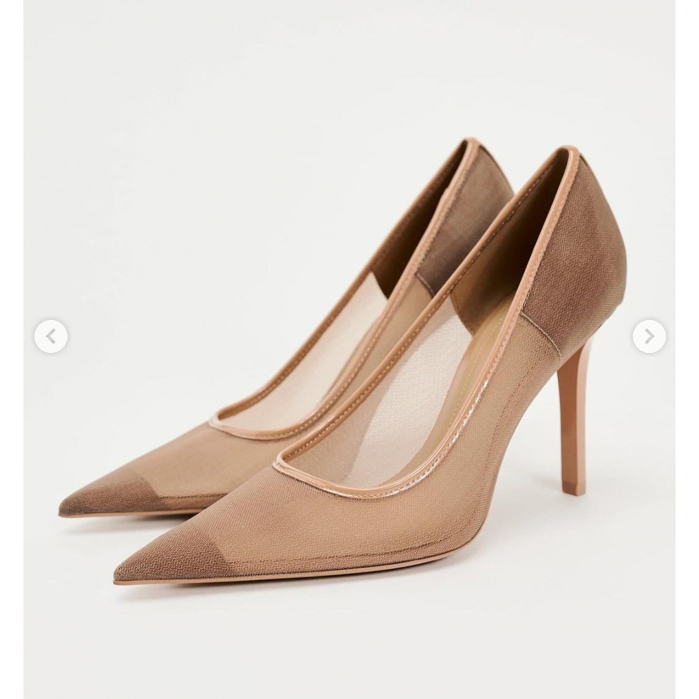 รองเท้าส้นสูง ZARA MESH HIGH-HEEL SHOES สีเบจ Size 39 (NEW)