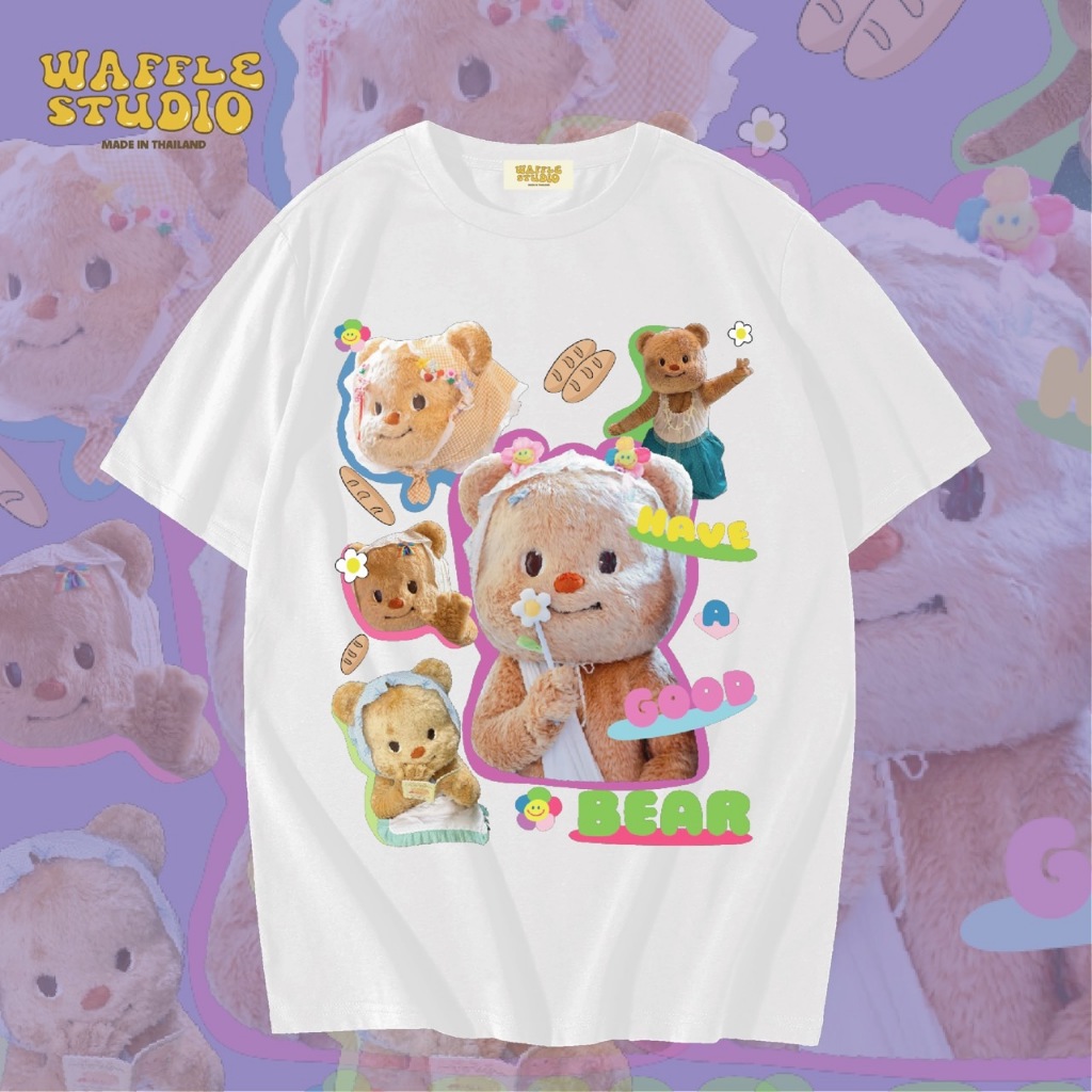 [ ส่งฟรี 🔥 ] WS00375 เสื้อยืดโอเวอร์ไซส์ เสื้อยืดเกาหลี ผ้าคอตตอน 100% เสื้อยืด หมีเนย Butterbear น้องเนย WAFFLE STUDIO