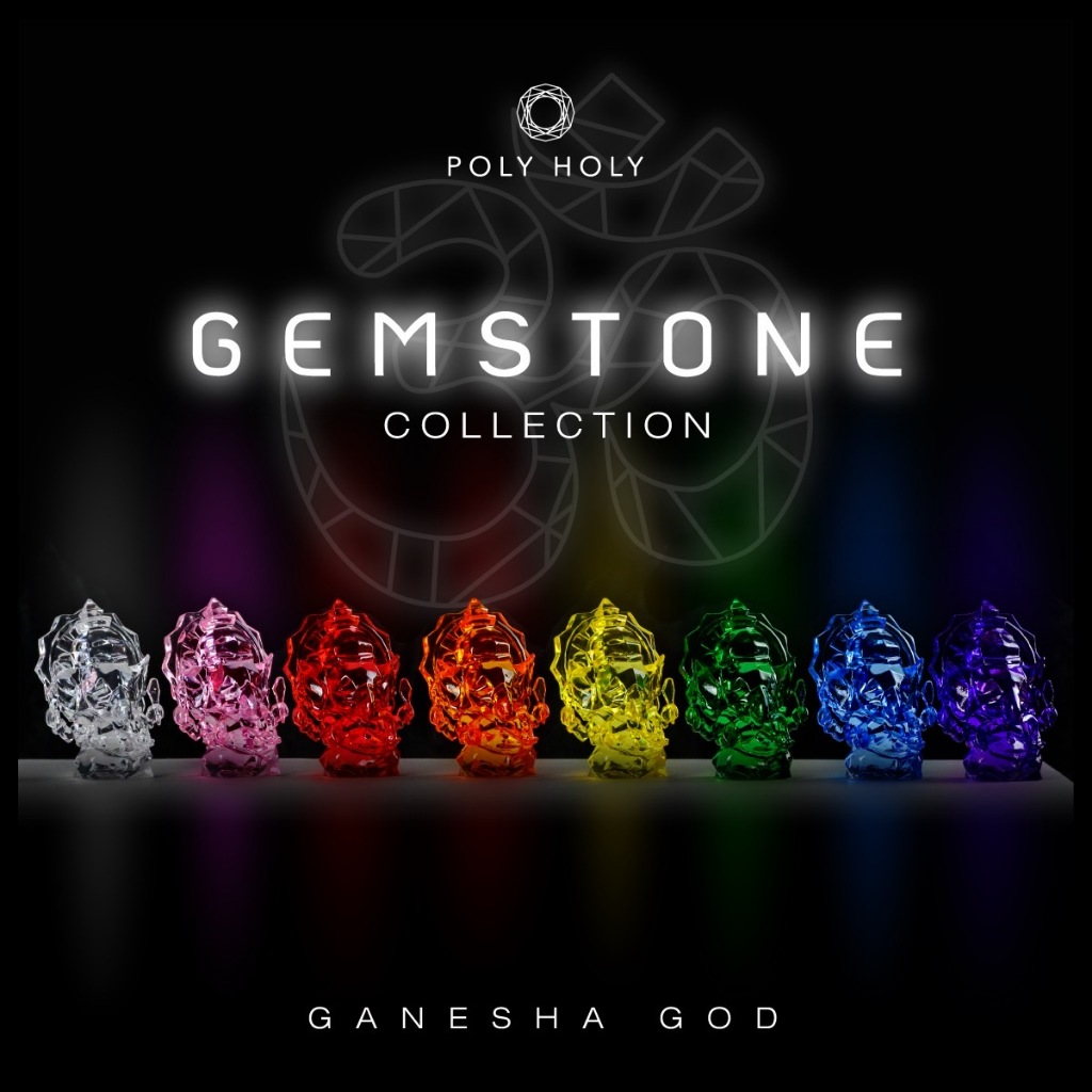 POLY HOLY พระพิฆเนศองค์ใส รุ่นอัญมณี Gemstone 8 สี  ขนาด 2 นิ้ว ผ่านพิธีเบิกเนตรปลุกเสกแล้วพร้อมบูชา